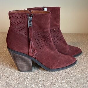 Women's Suede Burgundy Red Lucky Brand Ramses Ankle Booties size 8.5